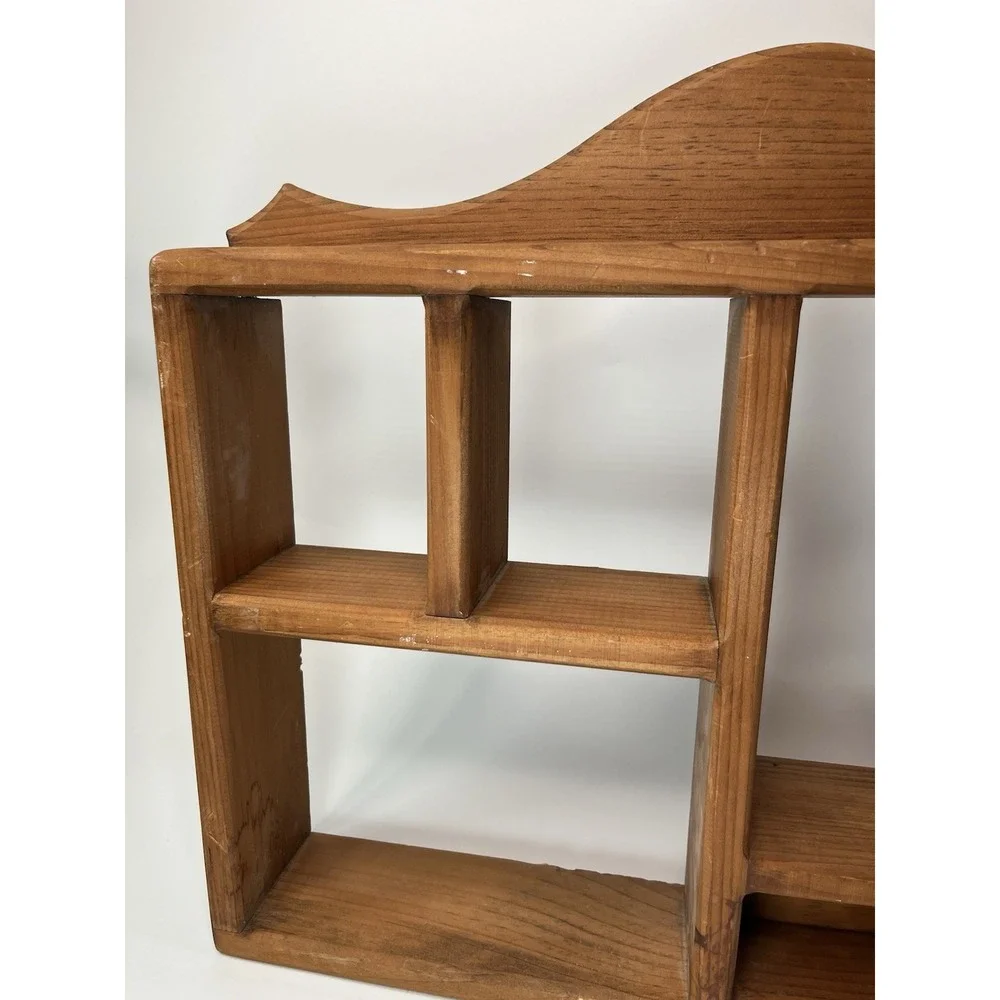 Vintage Wood Wall Display Trinket Shelf Curved Decor 27x17 Cottagecore Farmhouse